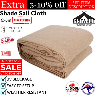 $126.60 • Buy Instahut 6 X 6m Square Heavy Duty Shade Sail Cloth Sun Fabric Canopy Shadesail 