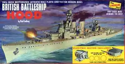 ORIGINAL 1964 Lindberg HMS Hood British Battle Cruiser Motorized #763M 1/400~OB • $79.99