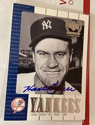 Hank Bauer Auto 2000 Upper Deck New York Yankees Legends Card #31 Autograph • $11.99