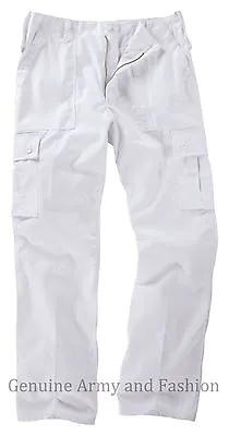 Army Trouser Mens US M65 Style Combat Military Cargo BDU Painter Work Pant White • £22.99