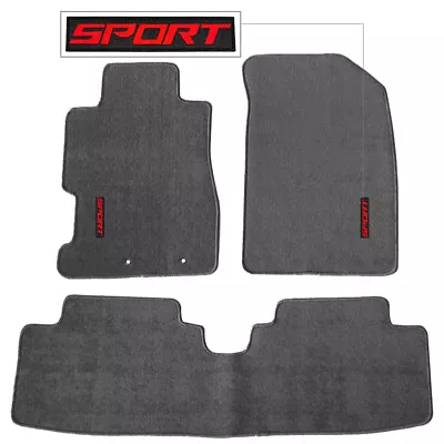 For 01-05 Honda Civic 4Dr 2Dr Gray Floor Mats Gray Nylon Carpets W/ Red Sport • $57.99