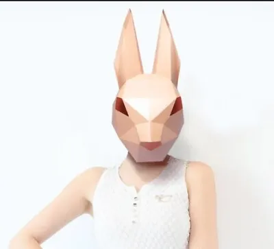 3D Paper Mask Pre-cut Bunny Rabbit Costume Cosplay Halloween Paper Model Mask • $9