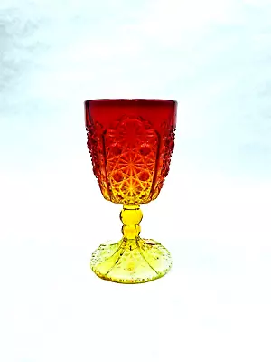 Viking Glass Amberina Sunset Yesteryear Water Wine Glass Goblet UV GLOW 6”T 3”W • $21.99