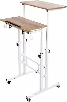 Mobile Standing Desk Portable Stand Up Desk Height Adjustable Small Standing D • $88.99