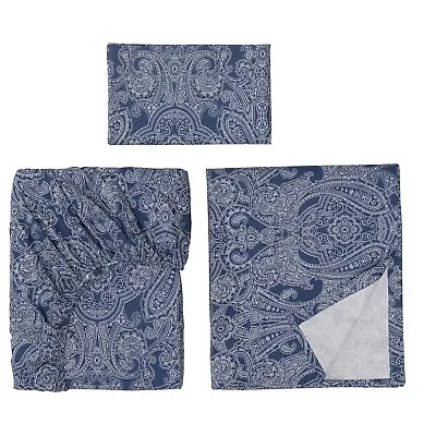 IKEA JATTEVALLMO JÄTTEVALLMO Twin Sheet Set Paisley Dark Blue/white 805.015.93 • $44.99