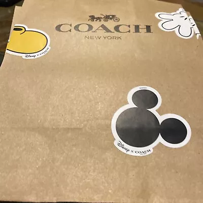 6 New Disney X Coach Small Paper Shopping Gift Bag With Disney Mickey Stickers • $24