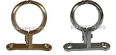 15mm Chrome Or Brass Finish Cast School Board Copper Tube Pipe Clip *MULTIBUY* • £2