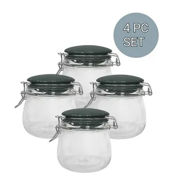 Glass Storage Jars Clear Airtight Cliptop Lid Food Preserving Jar Mason 500mlx4  • £11.99