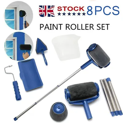 Paint Runner Pro Roller Brush Set Wall Painting Edger Handle DIY Tool Kit 8 Pack • £12.98