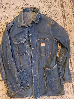 Vintage 40's  Penny's Big Mac Jean Work Chore Coat Jacket Workwear Thrashed • $176.50