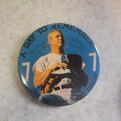 Mickey Mantle “A Day To Remember” Rare 3  Version Button Pin June 8th 1969 • $24.99