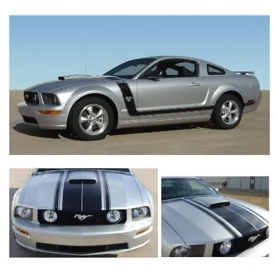 Ford Mustang 2005-2009 W/ Hood Scoop Fastback Body Graphic Kit - Matte Black • $142.99