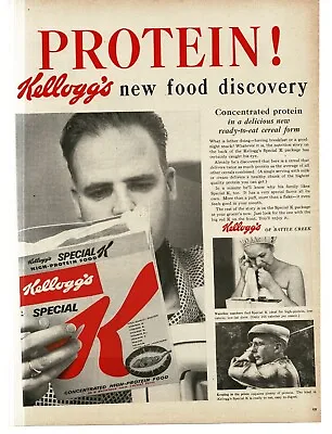 1956 Kellogg's Special K Cereal PROTEIN Vintage Print Ad 3 • $15.30