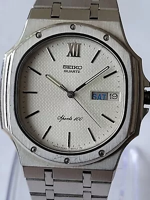  Gents Seiko SQ Sports 100 WRISTWATCH Quartz Ref 5933 - 5060 Silver • £215