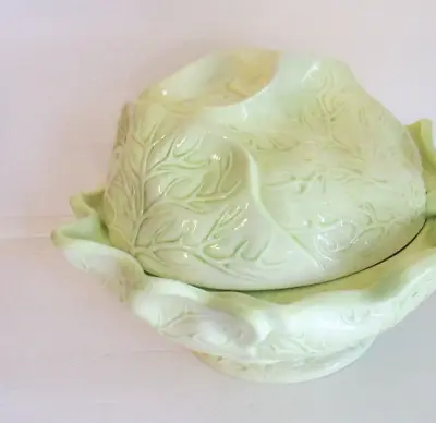 Vintage Holland Mold Soup Tureen Cabbage Leaf Light Green (no Ladle) • $35.95