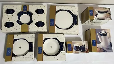 Large Lot Vintage Sakura Galaxy Holiday Dinnerware Sets Of 4 Blue 14K Stars NOS • $89.99