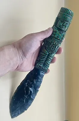 Aztec Obsidian Stone 13in Sacrifice Blade Mexicans Craftsman  Aztec Maya Culture • $65
