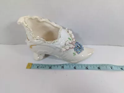 Lefton Porcelain Shoe Figurine Vintage Decor Ceramic Flowers KW1204N • $15