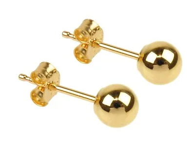 Solid  9ct Gold Plain Ball Stud Earrings In Sizes 3mm - 6mm Gift Boxed  • £19.99