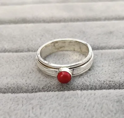 Coral Spinner Ring Solid 925 Sterling Silver Some Size Available MO879 • $10.14
