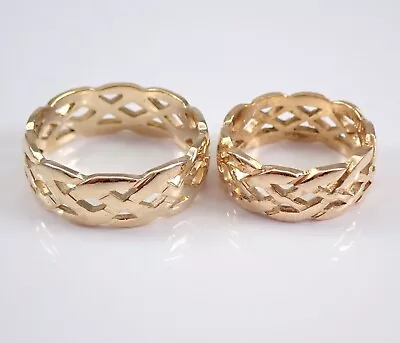 Vintage Estate HIS And HER 14K Yellow Gold Wedding Band Anniversary Ring Set • $1695