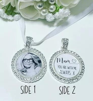 Mum DOUBLE SIDED Wedding Bouquet Memory Photo Charm - Always With You - Diamante • £11.50