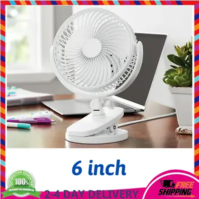 6  Quiet Portable Indoor 2-Speed Desk Fan Ac Electric Clip Desktop Fan White • $14.55