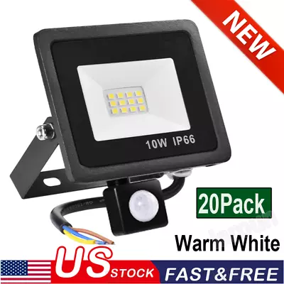 20X 10W PIR Motion Sensor LED Flood Light Outdoor Security Lighting Warm White • $78.99