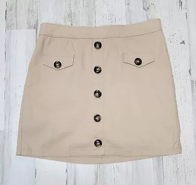 Baccini Skort Ladies Medium Beige Casual Skirt Stretch Golf Button Accent  • $16