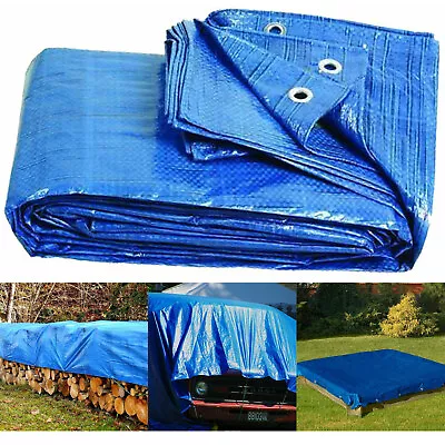 Heavy Duty Waterproof Tarpaulin Eyelets Cover Ground Sheet Camping Builders Tarp • £12.99