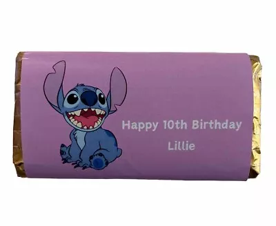 Personalised Stitch Sweet Chocolate Bar Wrapper  Birthday Christmas Easter Gift • £2.99