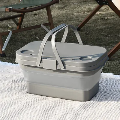 Collapsible Tub Camping Bucket Cutting Board Folding Plastic Sink Storage Basket • £11.95