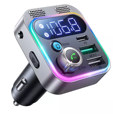 USB Bluetooth Adapter Car FM Transmitters Dual Mics LED Display For SUV Truck • $21.78