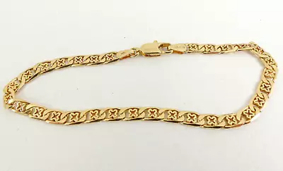 9ct Gold Curb Bracelet Kiss Flower Hallmarked 7 1/2'' 4.9grams With Gift Box • £248