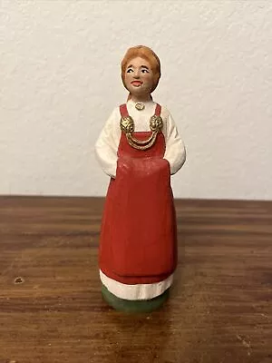 HENNING Viking Woman Wood Statue- Handcarved SIGNED Made In Norway • $69.99