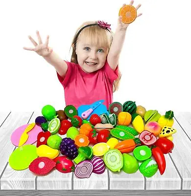£12.99 • Buy Pretend Play 71 Pieces Fruit Vegetables Cutting Set Kids Kitchen Accessories Toy
