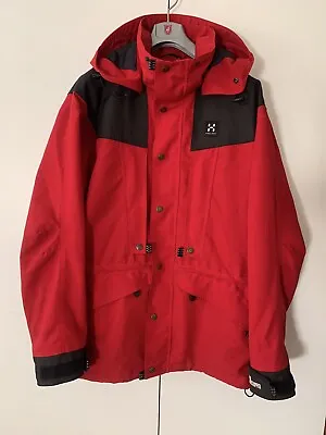 Mens HAGLOFS Gore Winstopper Mountain Walking Hiking Red JACKET SIZE M Rare VGC • £34.99