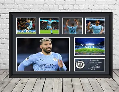 Sergio Aguero Signed Photo Manchester City Poster Football Memorabilia • £7.99