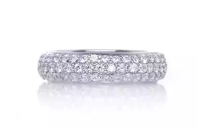 Micro Pave Sterling Silver Eternity CZ Band Cubic Zirconia Wide Stackable Ring • $35.40