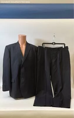 Zanetti Men's Black Pin Striped 2 Piece Suit - Size 44 • $12.99