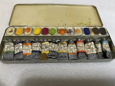 Vtg Empress Water Colors Paint Set Japan In Tin Lead Tubes Paper Label 12 Colors • $145.27