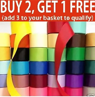 Satin Ribbon 50mm 2  Inch Many Colors Buy 3 Get And Get 1 Free Any Colour • £2.79