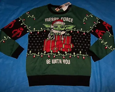 $32.99 • Buy Size XL Mens Christmas Sweater Star Wars The Mandalorian Merry Force Be With You
