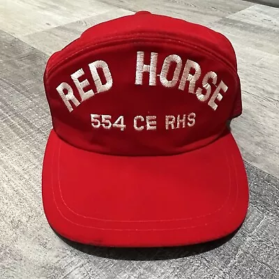 Vintage 554th Red Horse Squadron Felt USAF Military Hat Snapback Air Force Cap • $29.99