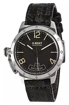 U-Boat Classico Vintage Automatic Steel Black Leather Day/Date Mens Watch 8890 • $1625