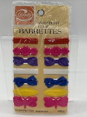 VTG 75’ 82’ Goody Snap Tight Kiddie Barrettes Set Of 14 Flower Bow Butterfly USA • $16.49