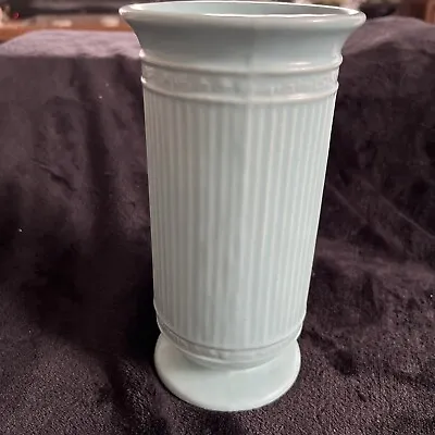 Vintage 18.5 Cms Tall Dartmouth Pottery Ribbed D. Egg Blue Vase • £12