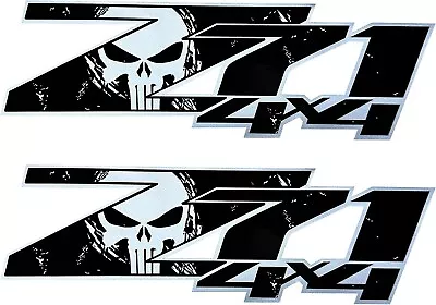 2x 07-13 Z71 4X4 Stickers Vinyl Decals Truck Side 1500 2500HD (Black Skull Logo) • $16.99