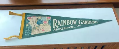 Rainbow Gardens McKeesport PA Large Felt Pennant Circa 1950s 26 1/2  Exc Cond • $24.99