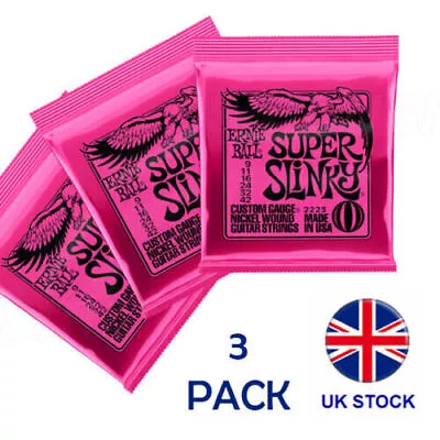 3 Sets Ernie Ball 2223 Super Slinky Nickel Wound Electric Guitar Strings 9-42 UK • £8.75